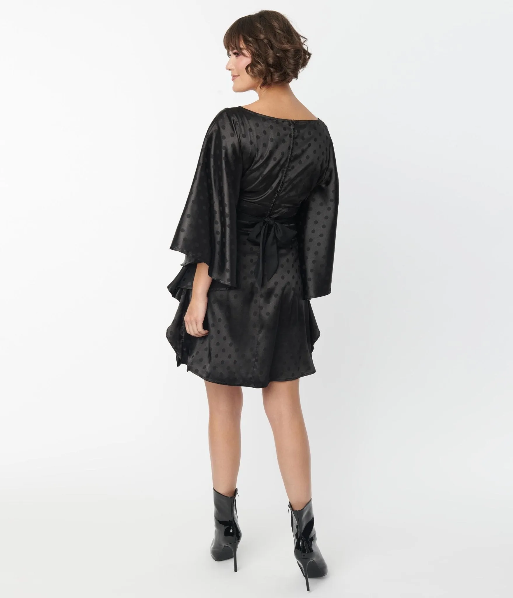 Smak Parlour Black Damask Dot Social Climber Caftan