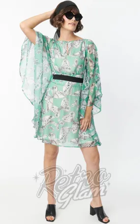 Smak Parlour Social Climber Caftan in Green Moth Print