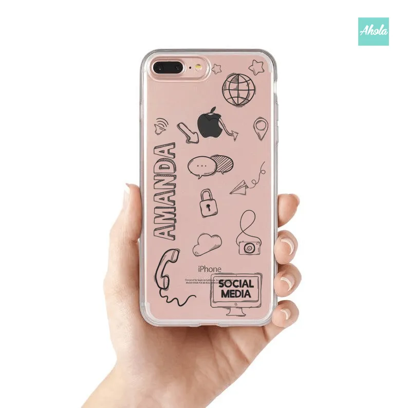 【Social Media】Soft TPU transparent phone case 社交媒體名字透明電話軟殼