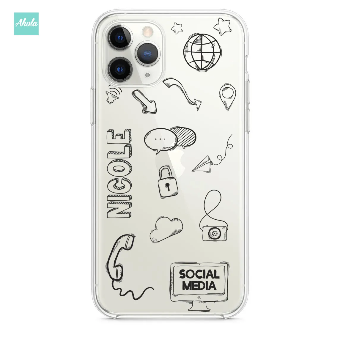 【Social Media】Soft TPU transparent phone case 社交媒體名字透明電話軟殼