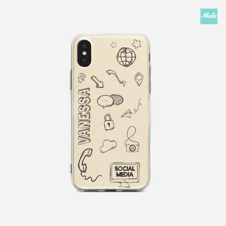 【Social Media】Soft TPU transparent phone case 社交媒體名字透明電話軟殼