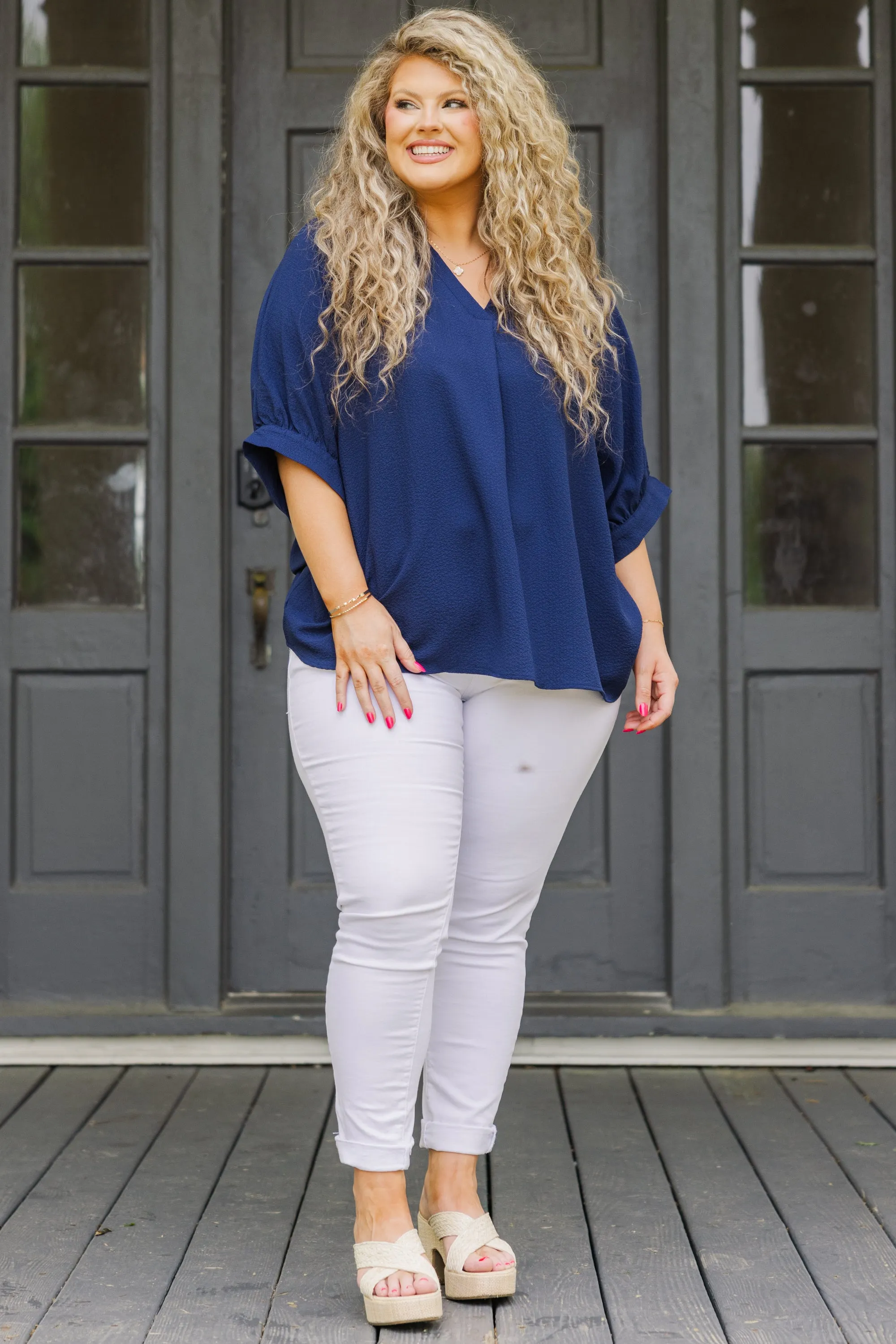 Social Scene Top, Navy