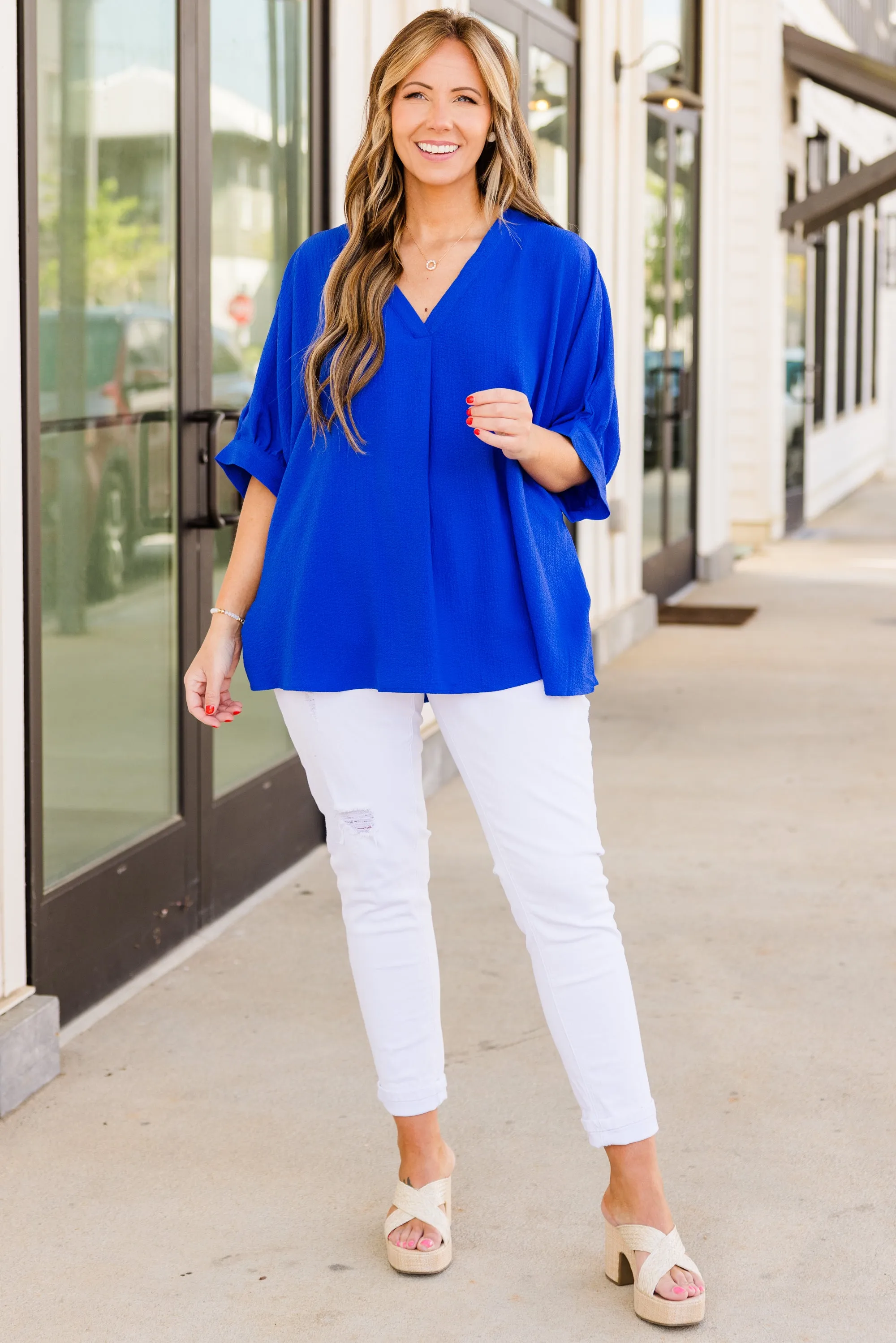 Social Scene Top, Royal Blue