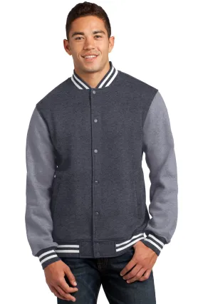 Sport-Tek Fleece Letterman Jacket ST270 Graphite Heather/ Vintage Heather