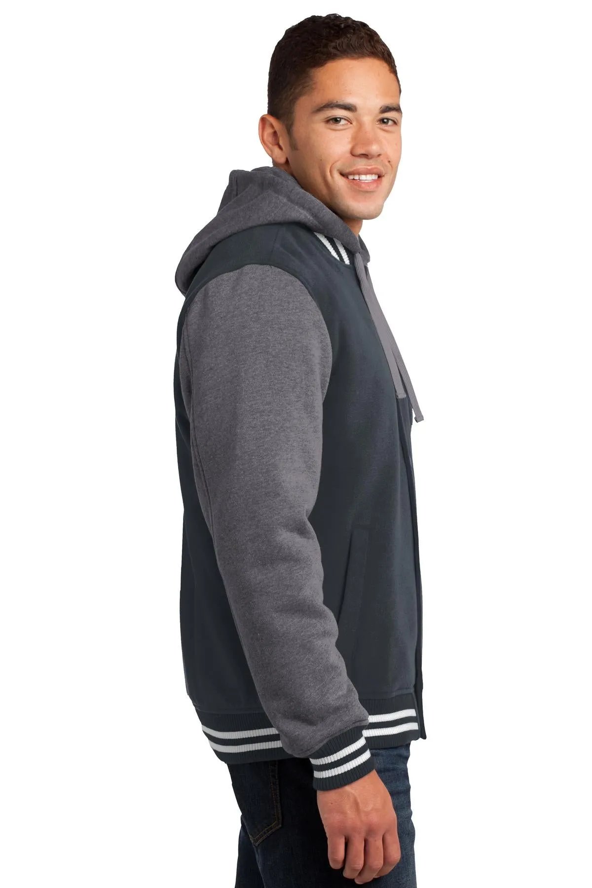 Sport-Tek Insulated Letterman Jacket JST82 Graphite Grey/ Vintage Heather