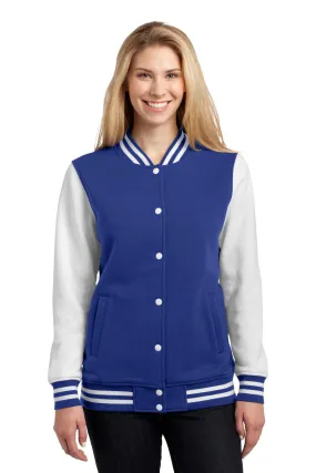 Sport-Tek Ladies Fleece Letterman Jacket LST270 True Royal/ White