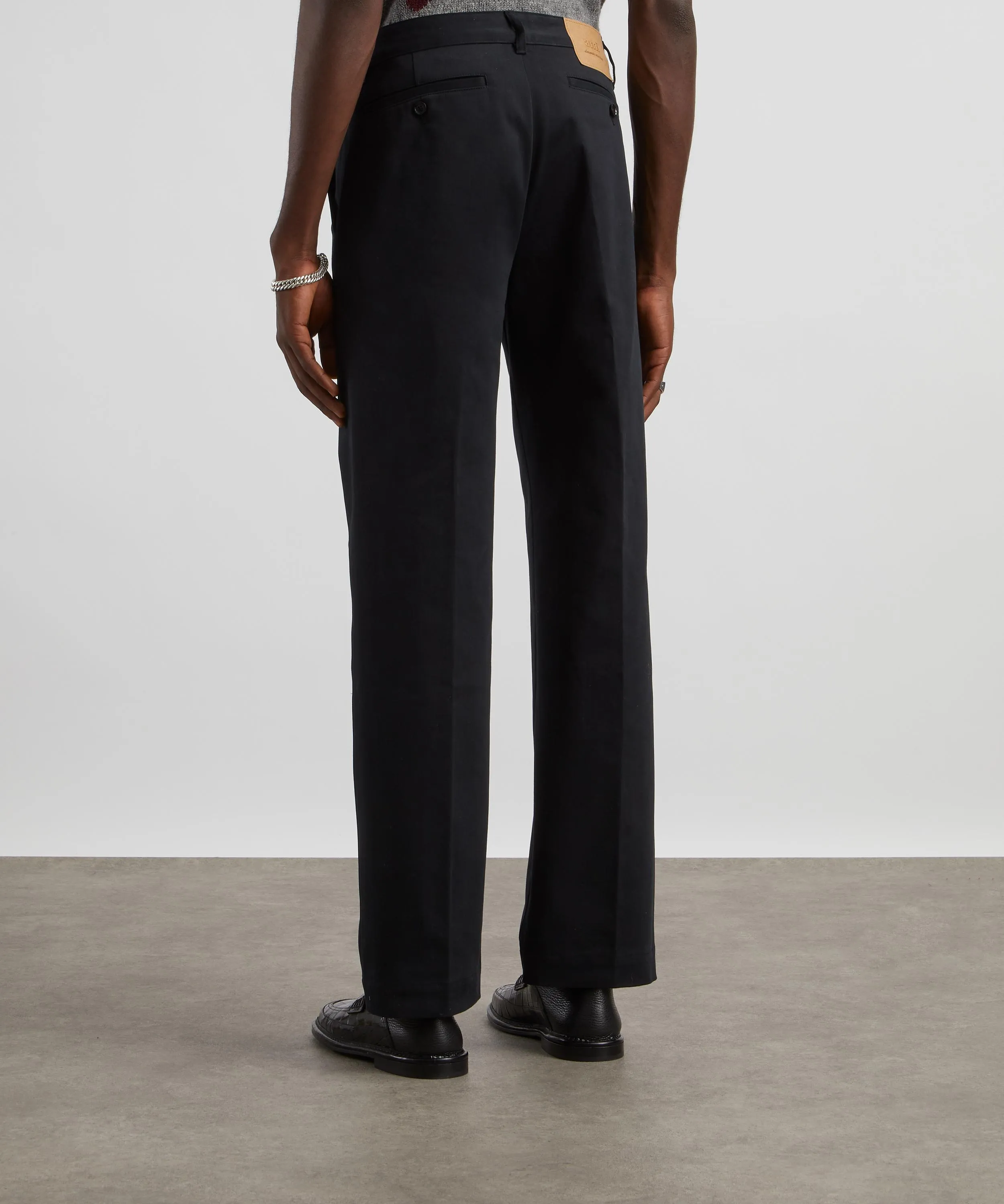 Straight Fit Wool Canvas Trousers