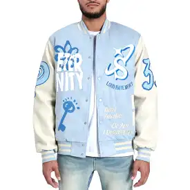 Sugar Hill Mercy Suede Letterman Jacket (Baby Blue Suede) SH24-SPR1-11