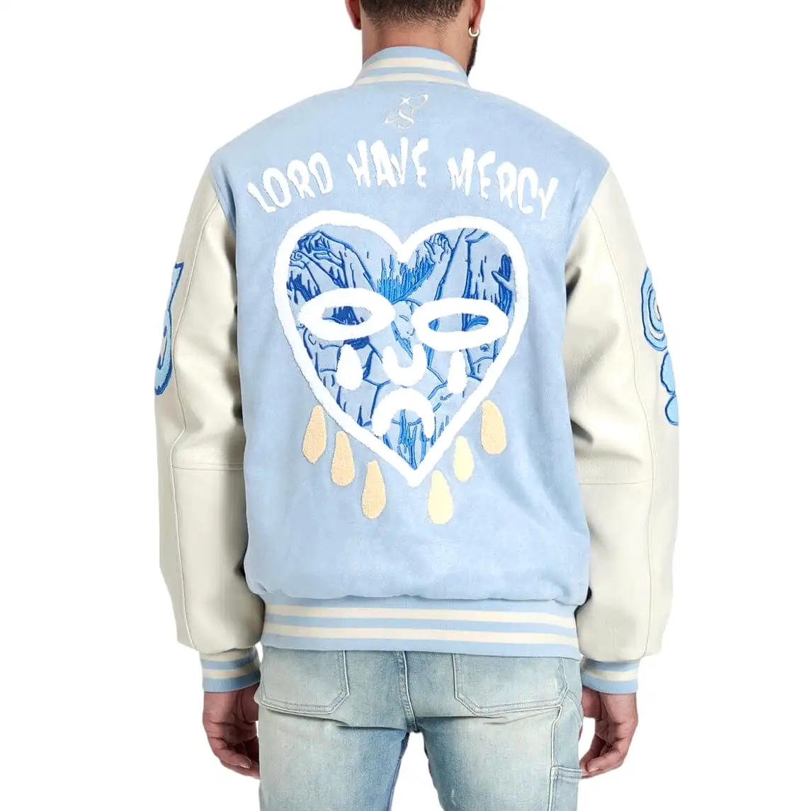 Sugar Hill Mercy Suede Letterman Jacket (Baby Blue Suede) SH24-SPR1-11