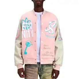 Sugar Hill Mercy Suede Letterman Jacket (Pink Suede) SH24-SPR1-17