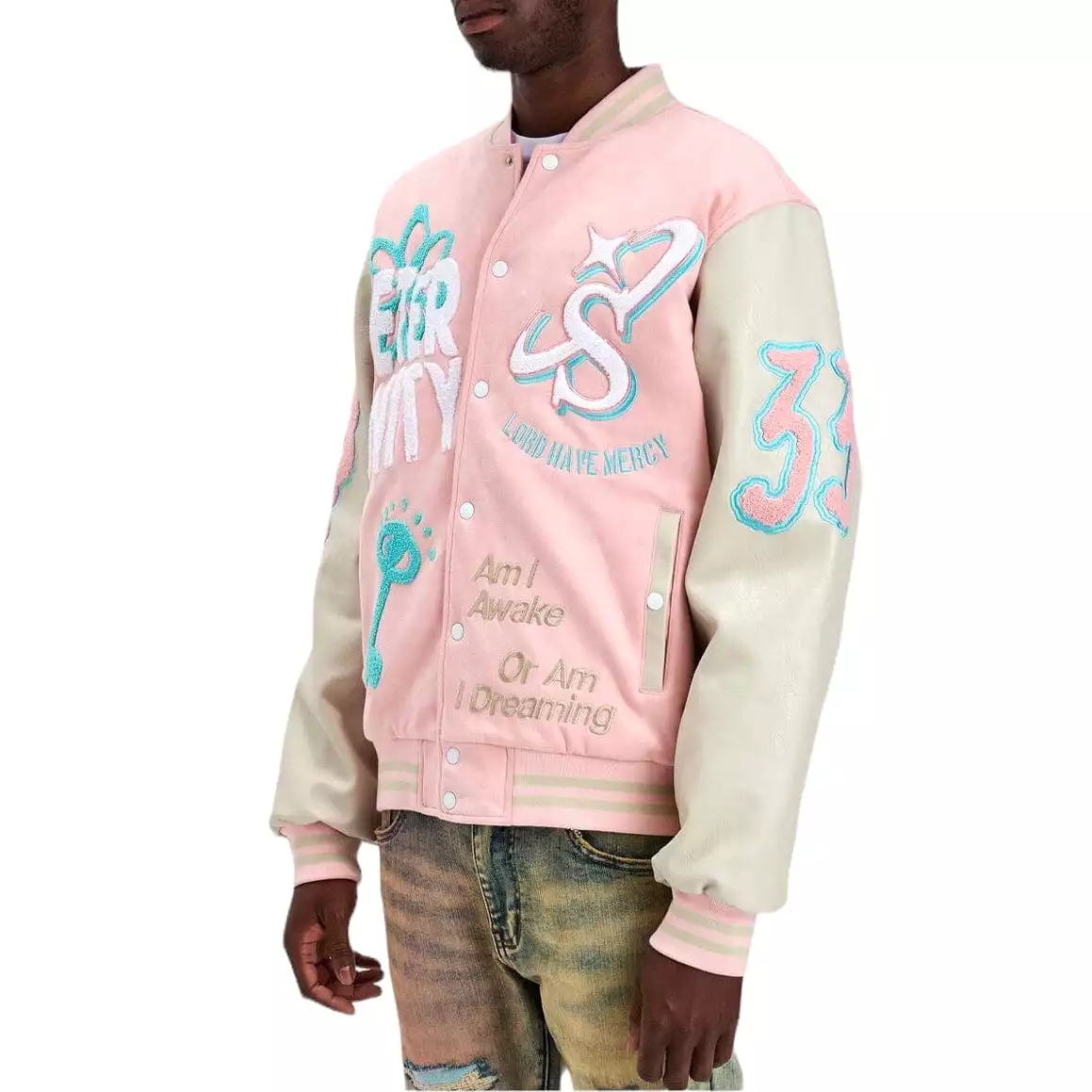 Sugar Hill Mercy Suede Letterman Jacket (Pink Suede) SH24-SPR1-17