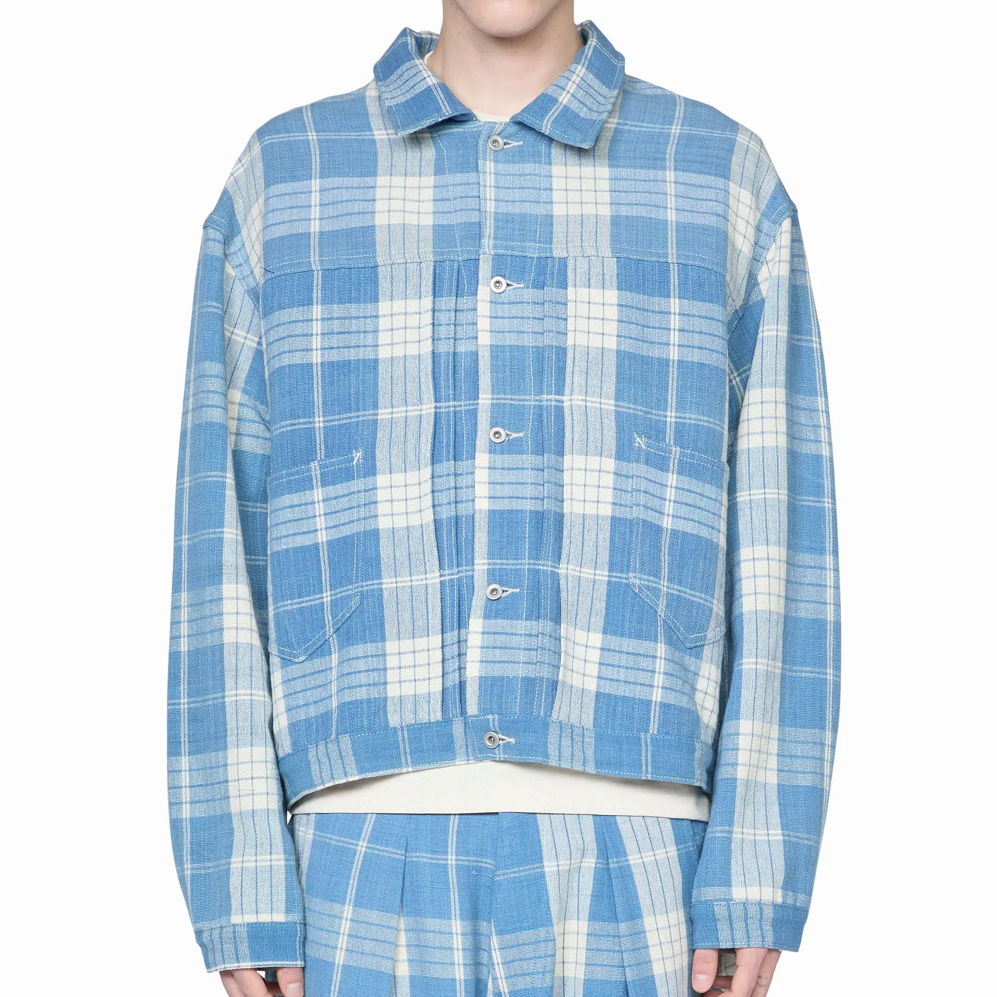 Sundae Jacket Indigo Ecru Check