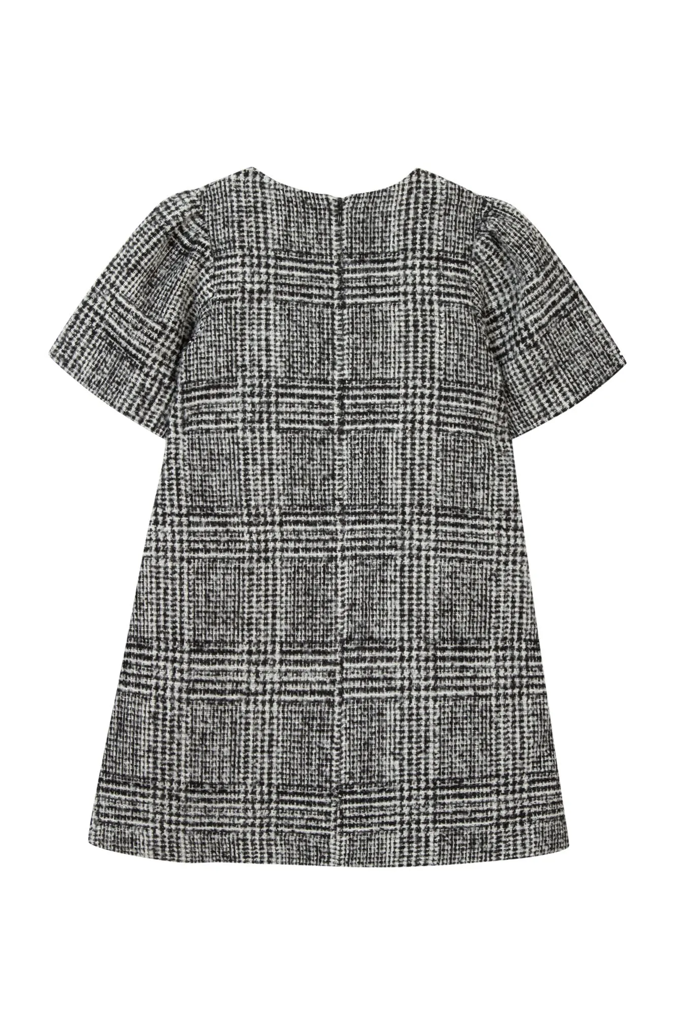 Tartine SS Knit Check Dress w/ Button Detail