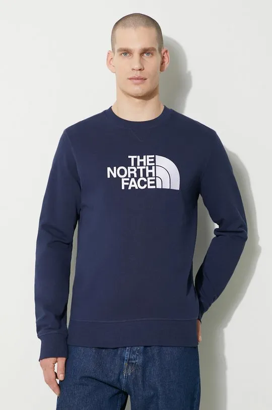 The North Face cotton sweatshirt M Drew Peak Crew Light men's navy blue color NF0A4T1E8K21