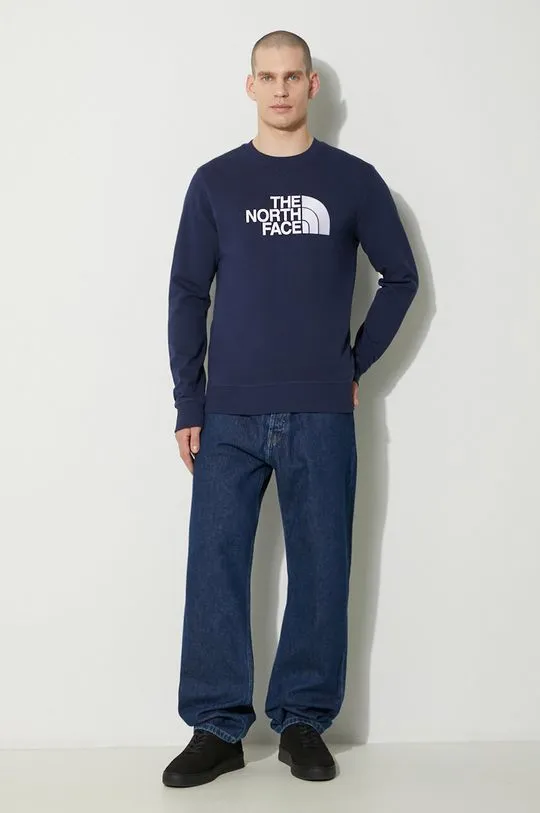 The North Face cotton sweatshirt M Drew Peak Crew Light men's navy blue color NF0A4T1E8K21