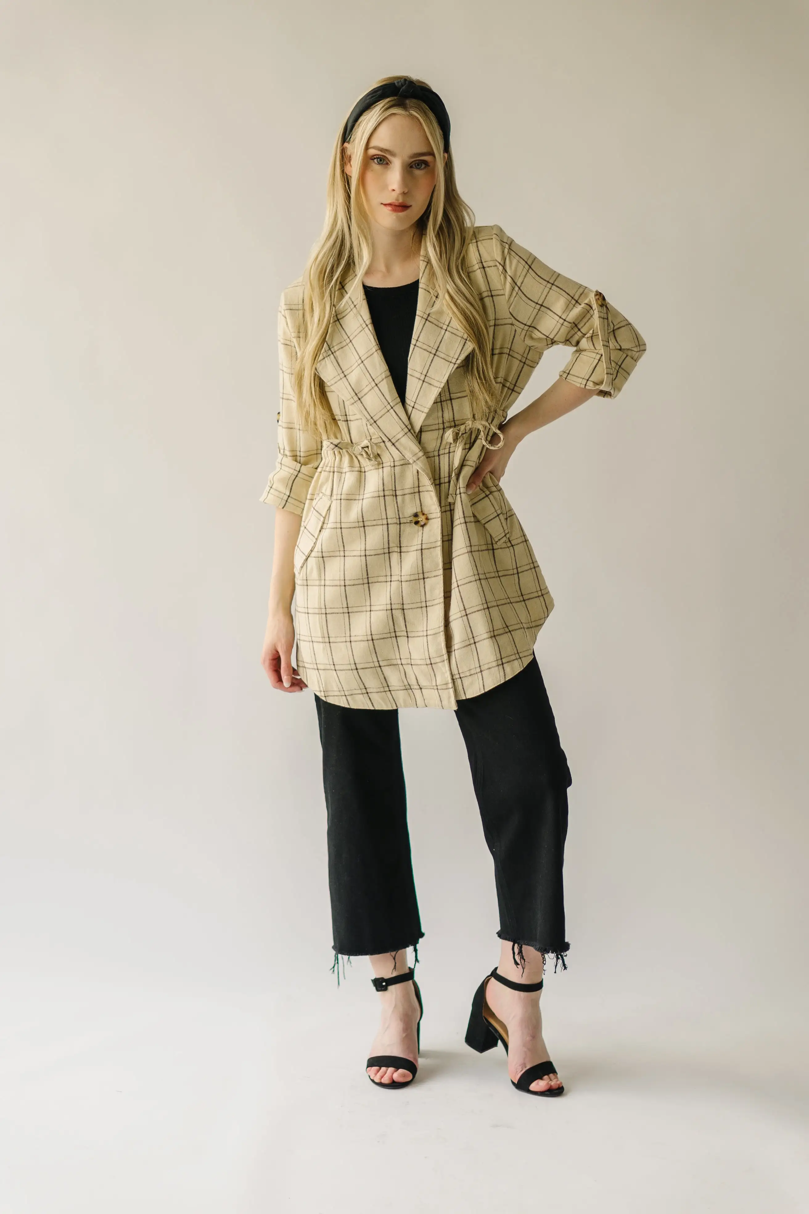 The Severson Plaid Blazer in Sand