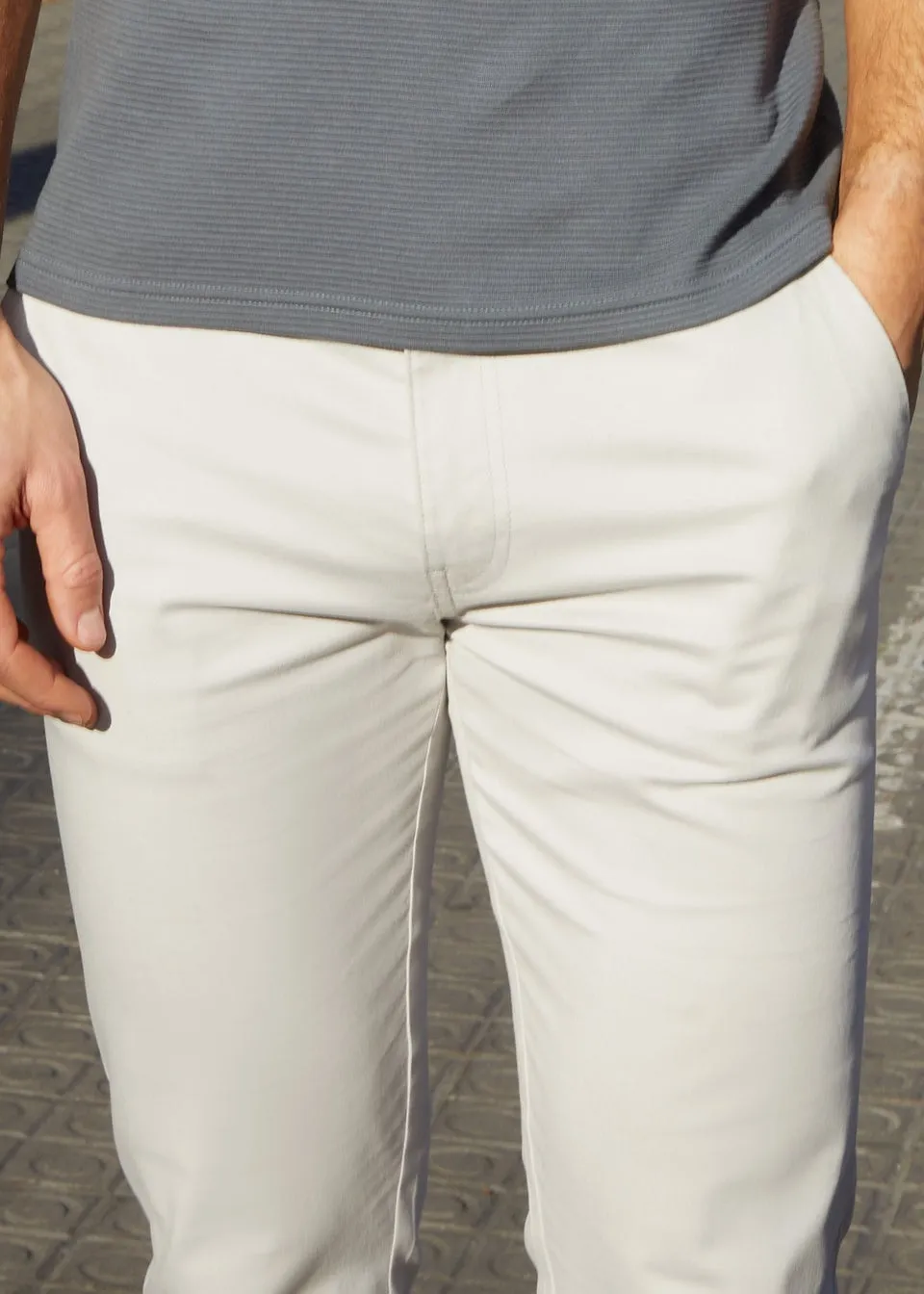 Threadbare White Laurito Cotton Regular Fit Chino Trousers with Stretch