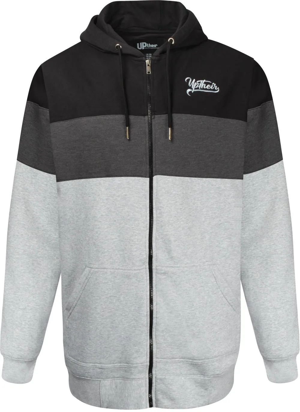 Uptheir Dynamic Full Zip Colour Block Hoody - Grey Marl