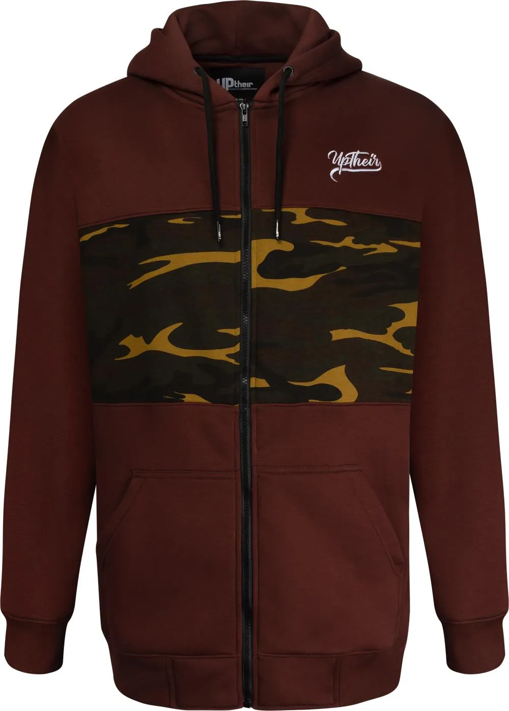 Uptheir Helston Camouflage Panel Hoody - Brown