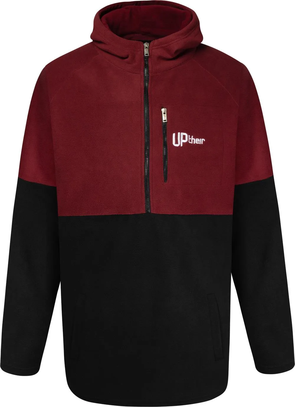 Uptheir Positive 1/2 Zip Block Fleece Hoody - Burgundy