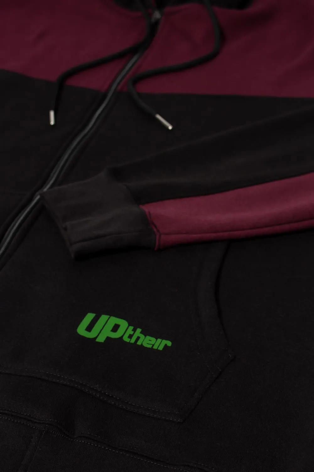 Uptheir Terra Cut & Sew Zip Hoody - Burgundy Black