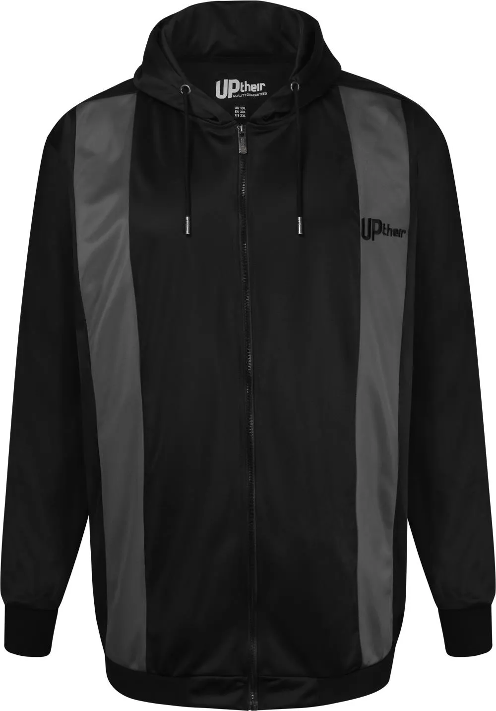 Uptheir Weston Vertical Stripe Full Zip Hoody - Black