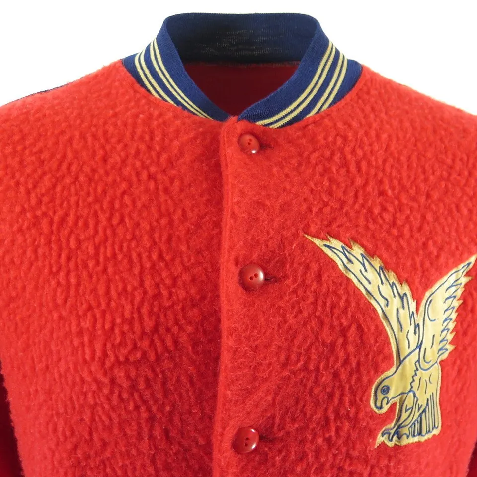 Vintage 50s St Louis Letterman Jacket Mens 42 Wool Caped Eagle