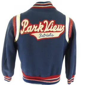 Vintage 70s Parkview Patriots Varsity Jacket Mens 38 Letterman Basketball