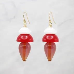 Vintage Ice Cream Cone Bakelite Whip Cream Glass Earrings