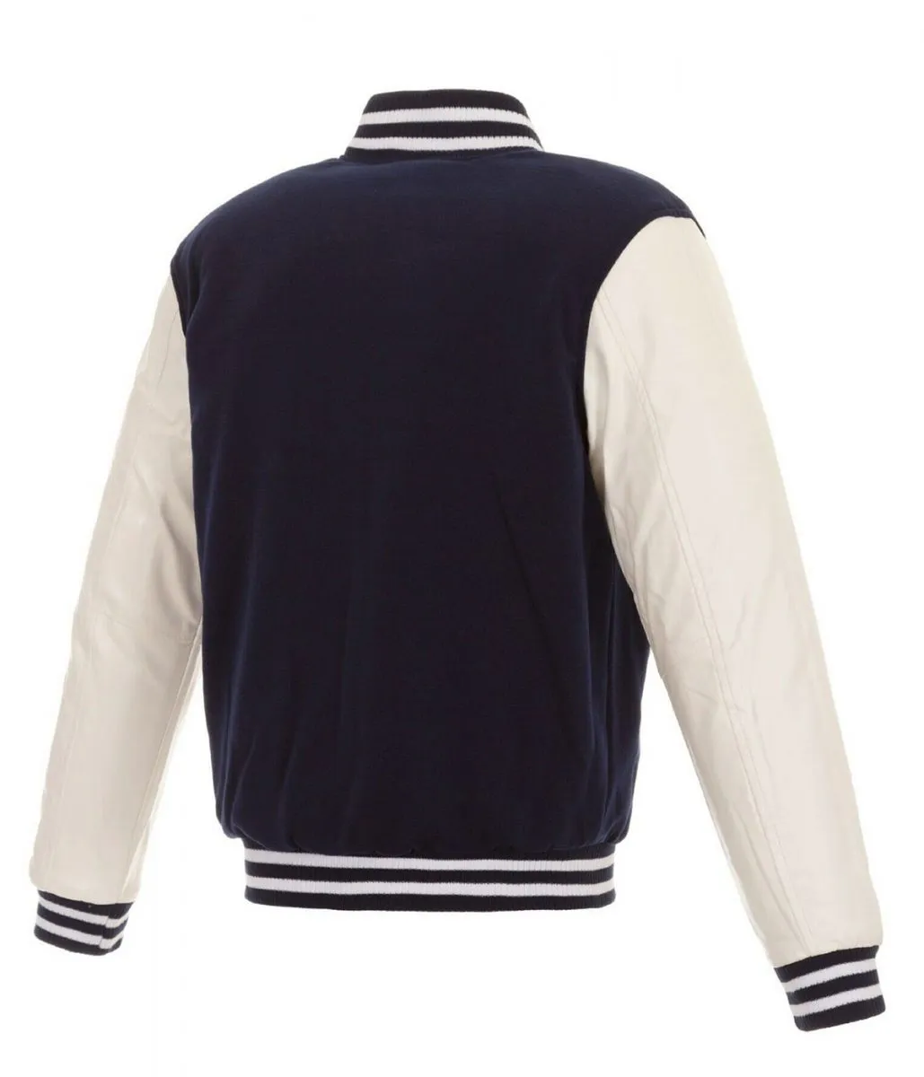 Washington Nationals Letterman Navy Blue and White Jacket