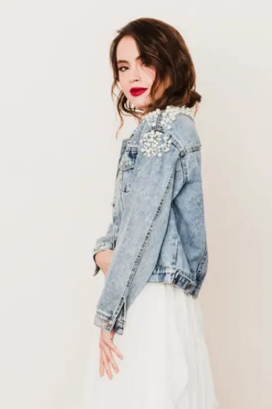 Wifey Pearl Denim Jacket