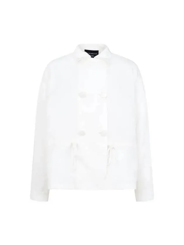 Women s Rayon Drawstring Double Jacket White 270207