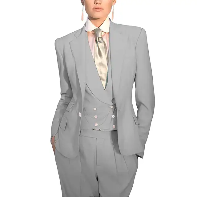 Women Suit 3 Piece Business Formal Work Wear Slim Pants Suit Blazer + Pants