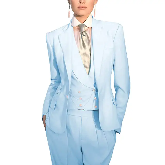 Women Suit 3 Piece Business Formal Work Wear Slim Pants Suit Blazer + Pants