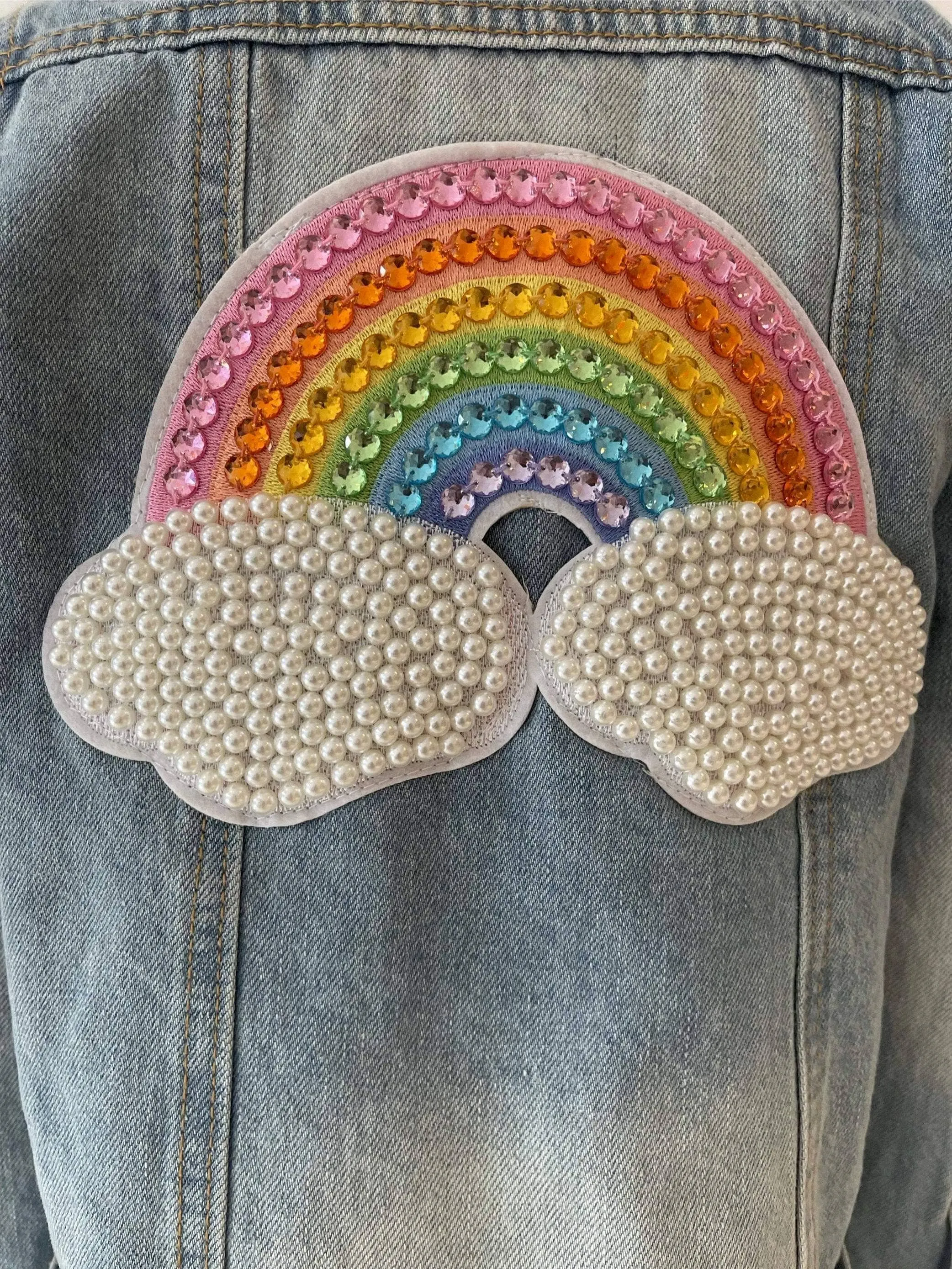 Womens Rainbow Pearl Denim Jacket