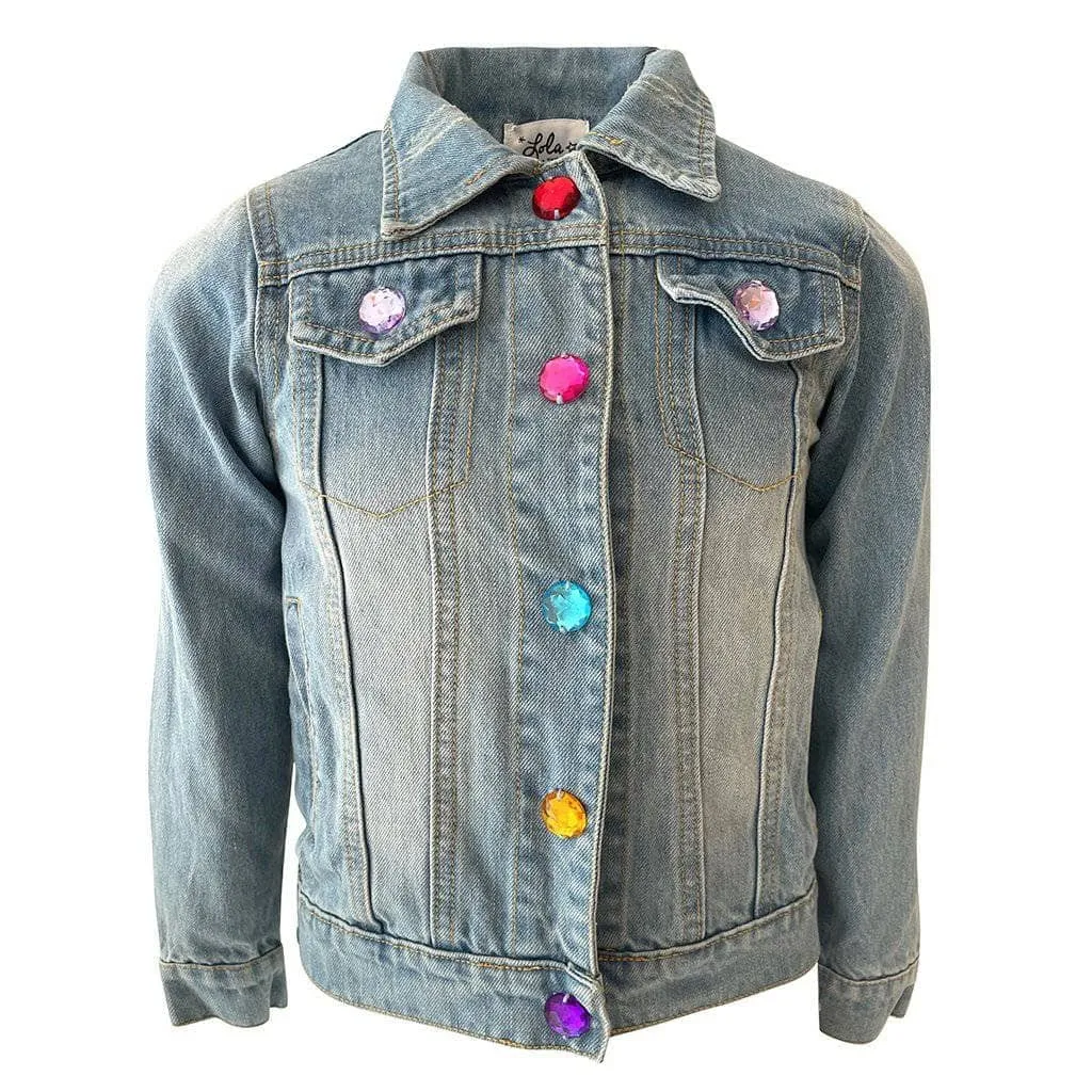 Womens Rainbow Pearl Denim Jacket