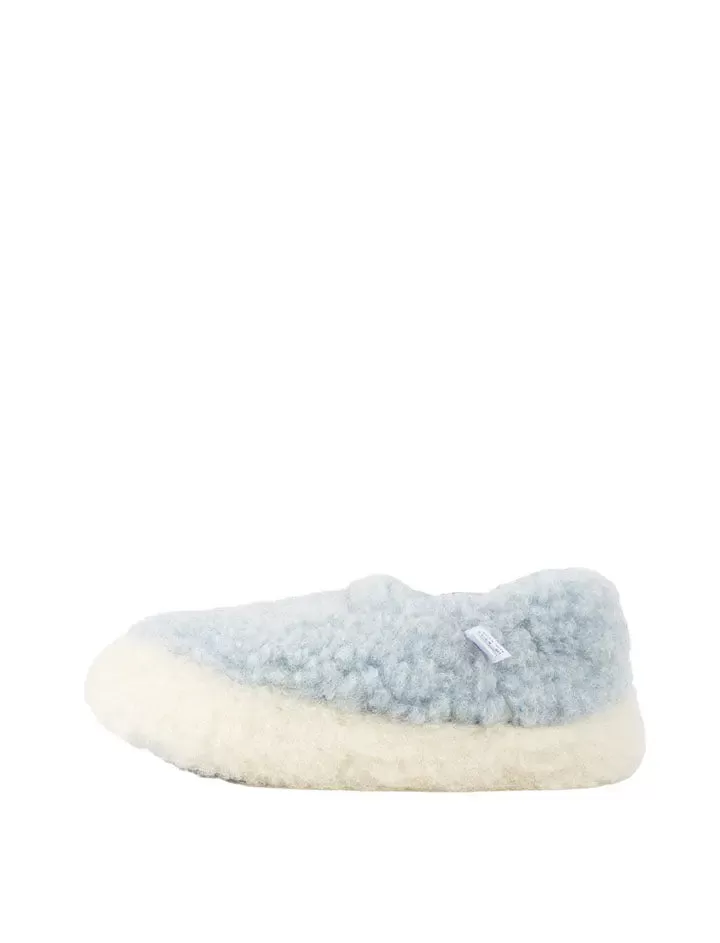 Yoko Wool Womens Siberian Wool Slippers Light Blue